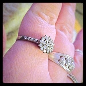 White Gold Cluster Ring